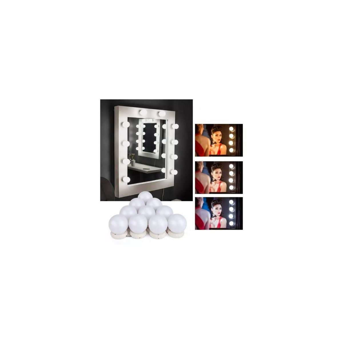 GENERICO - Juego De Luces De Espejo 10 Bombillas Ajustables