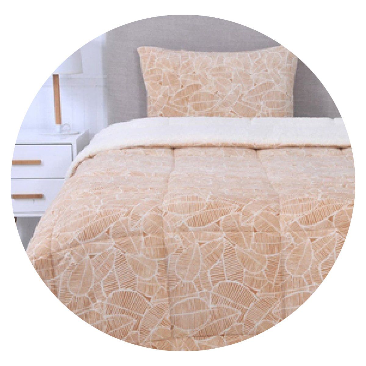 MASHINI - Plumón 1.5 plaza coral print sherpa nómade Mashini Mimbral