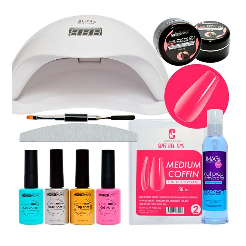 OEM - Kit Soft Gel Coffin Completo con Lampara De 48w  y Esmaltes