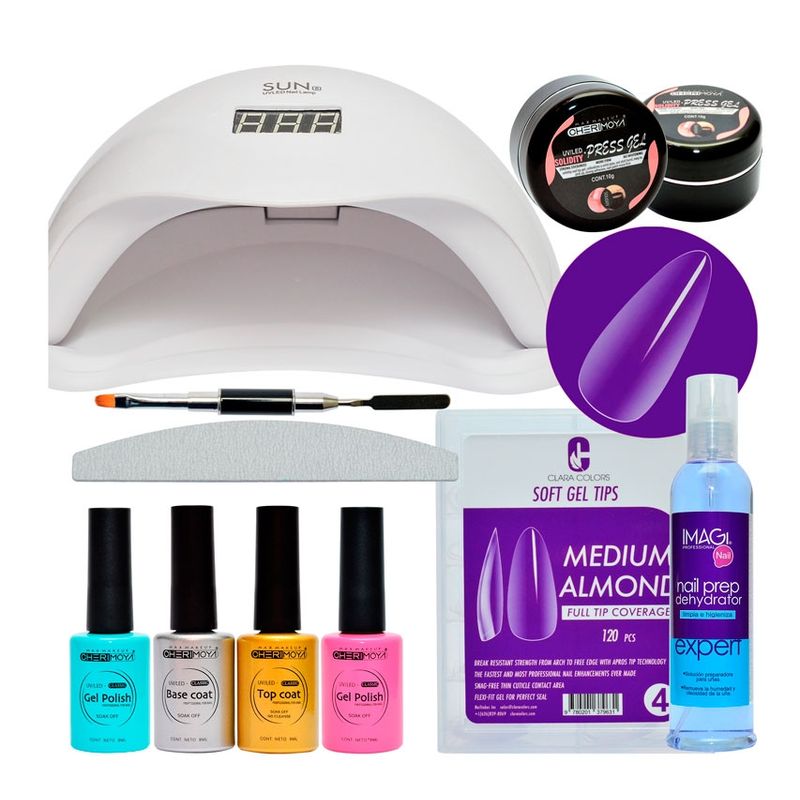 OEM - Kit Uñas Soft Gel Almond con Lampara De 48w  y Esmaltes