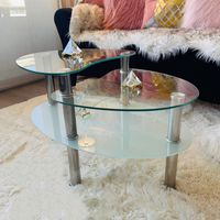 Mesa de Centro de Vidrio Templado Ovalado Transparente