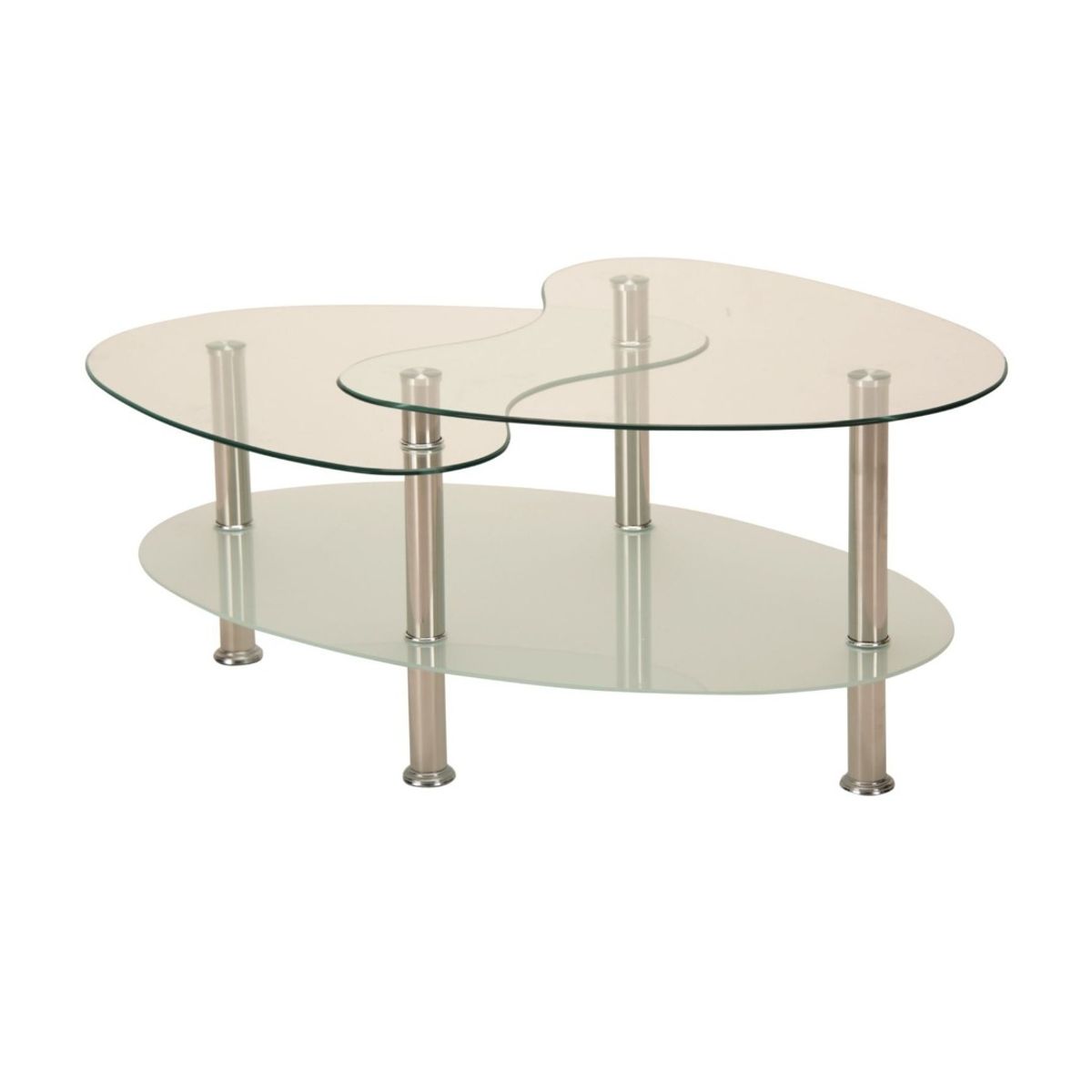 OEM - Mesa de Centro Ovalado de Vidrio Templado Transparente 905043