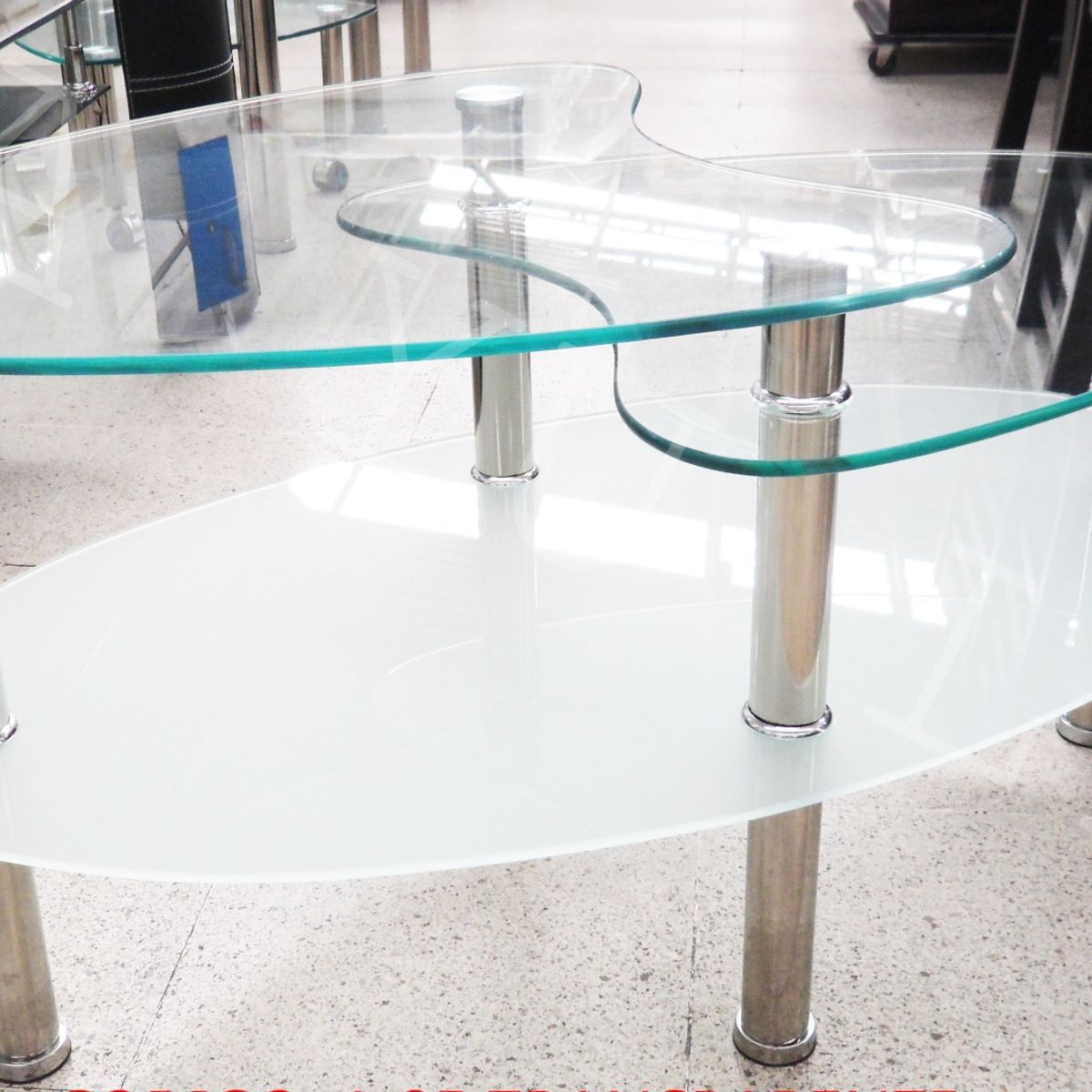 OEM - Mesa de Centro Ovalado de Vidrio Templado Transparente 905043