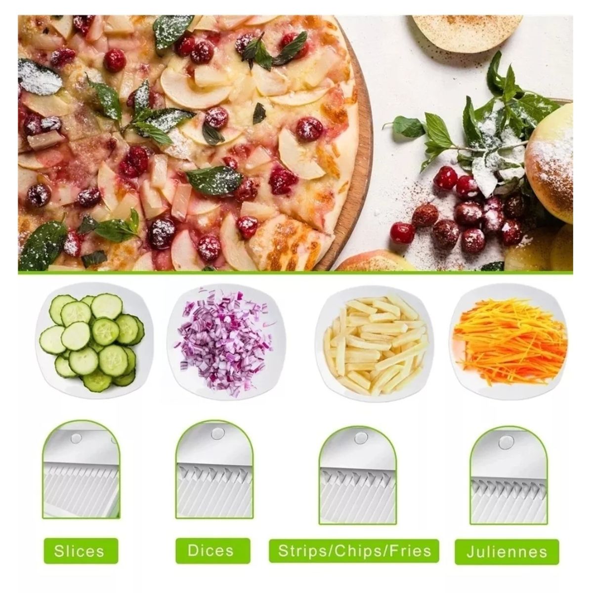 GENERICO - Cortadora Instantanea De Alimentos 4 En 1 Mandolina