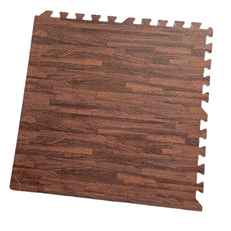 GENERICO - Alfombra goma eva estilo madera tono café obscuro set 4und