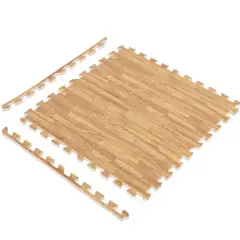 GENERICO - Alfombra goma eva estilo madera tono café claro set 4und