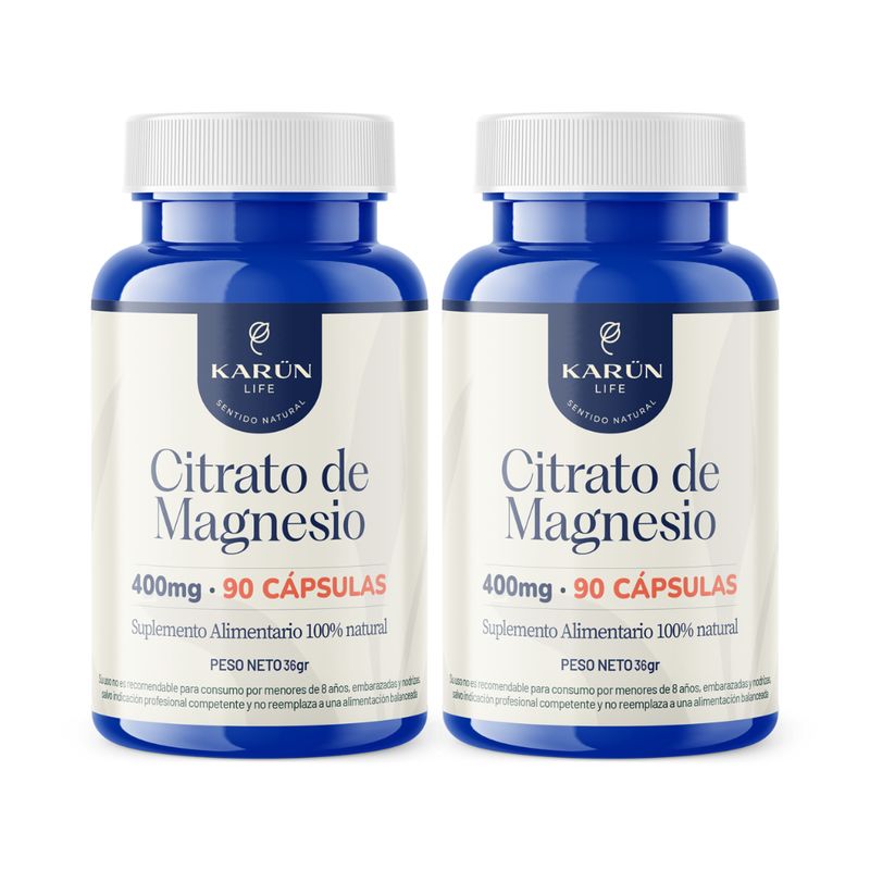 KARUNLIFE - Pack 2 Citrato De Magnesio premium Para 6 Meses