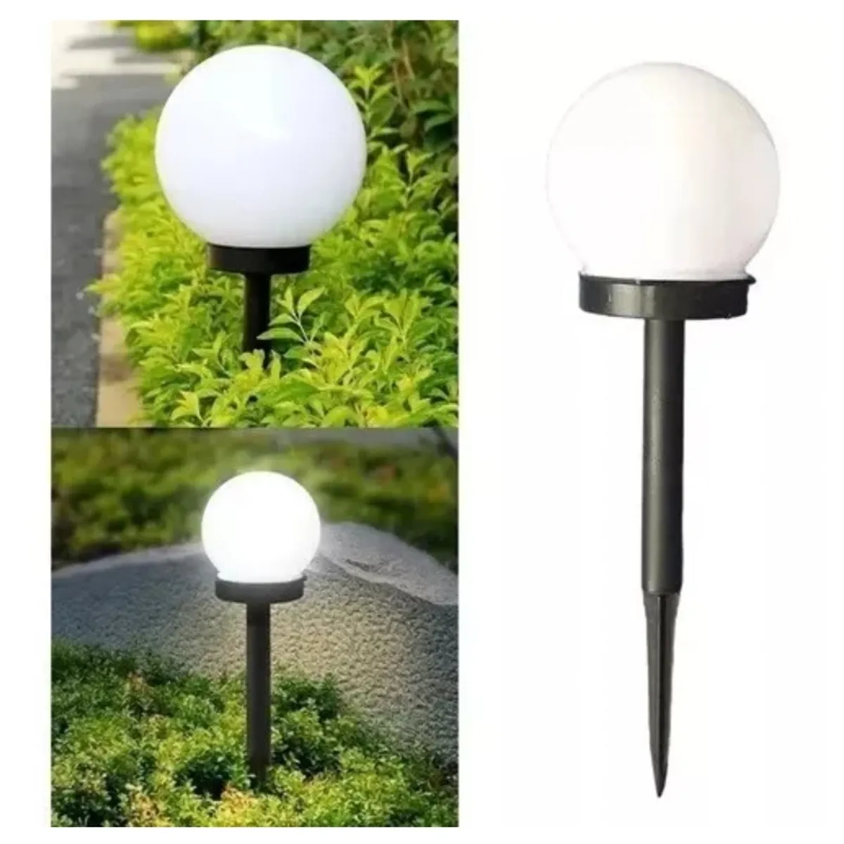 GENERICO - Pack 3 Foco Estaca Led Solar Tipo Globo Jardín