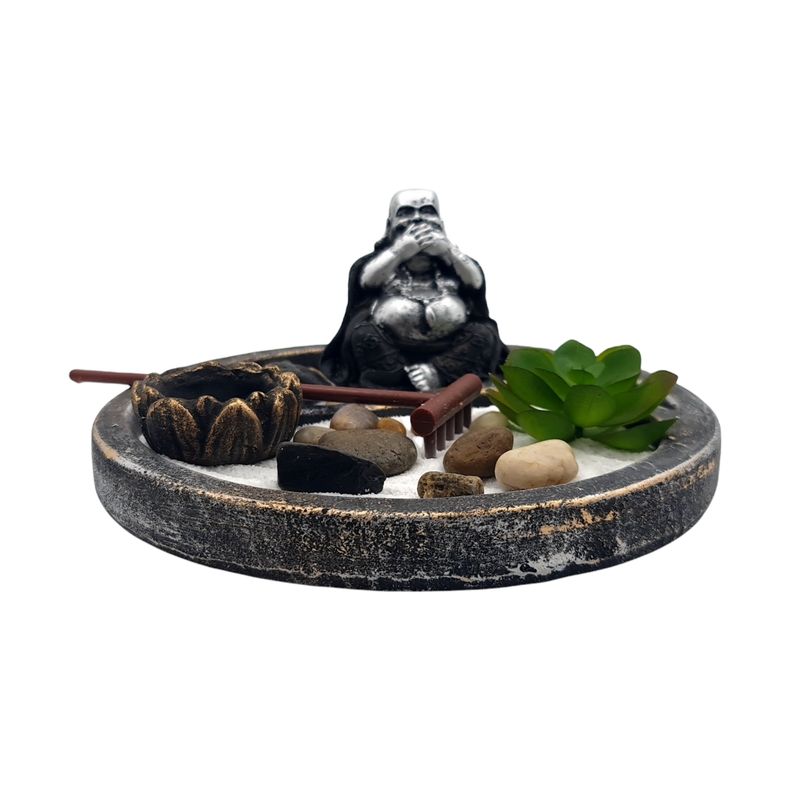 MOGA - Buda Mudo Zen Jardin Budha CAcce Negro 19x19x12cm