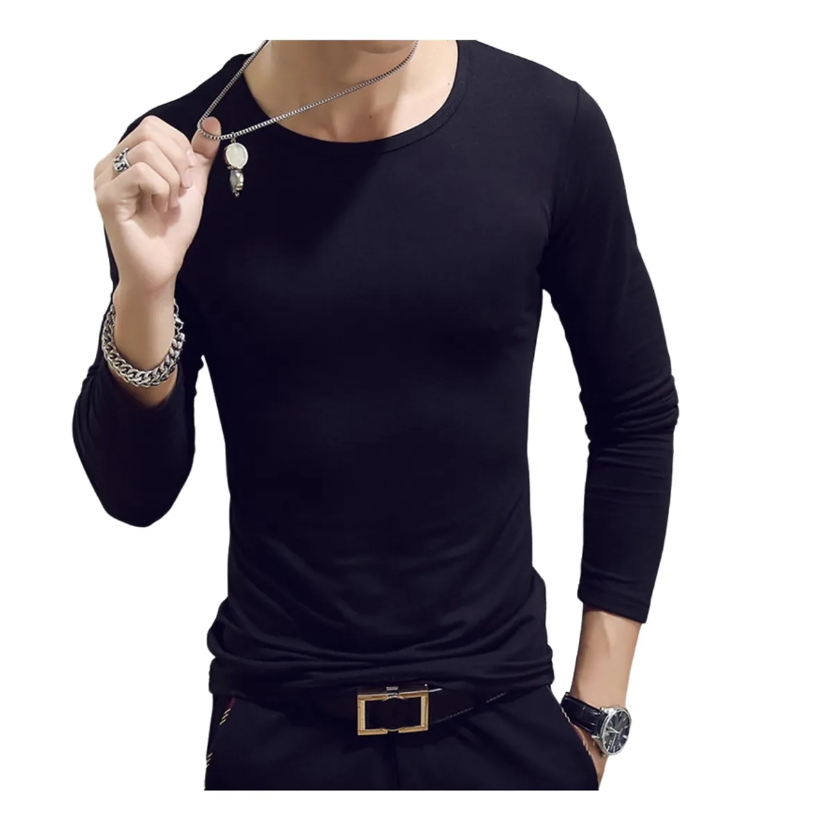 GARSIL - Pack 4 Camiseta Primera Capa De Bambú Para Hombre Polera Manga Larga