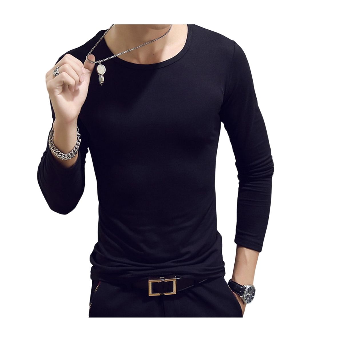 GARSIL - Pack 4 Camiseta Primera Capa De Bambú Para Hombre Polera Manga Larga