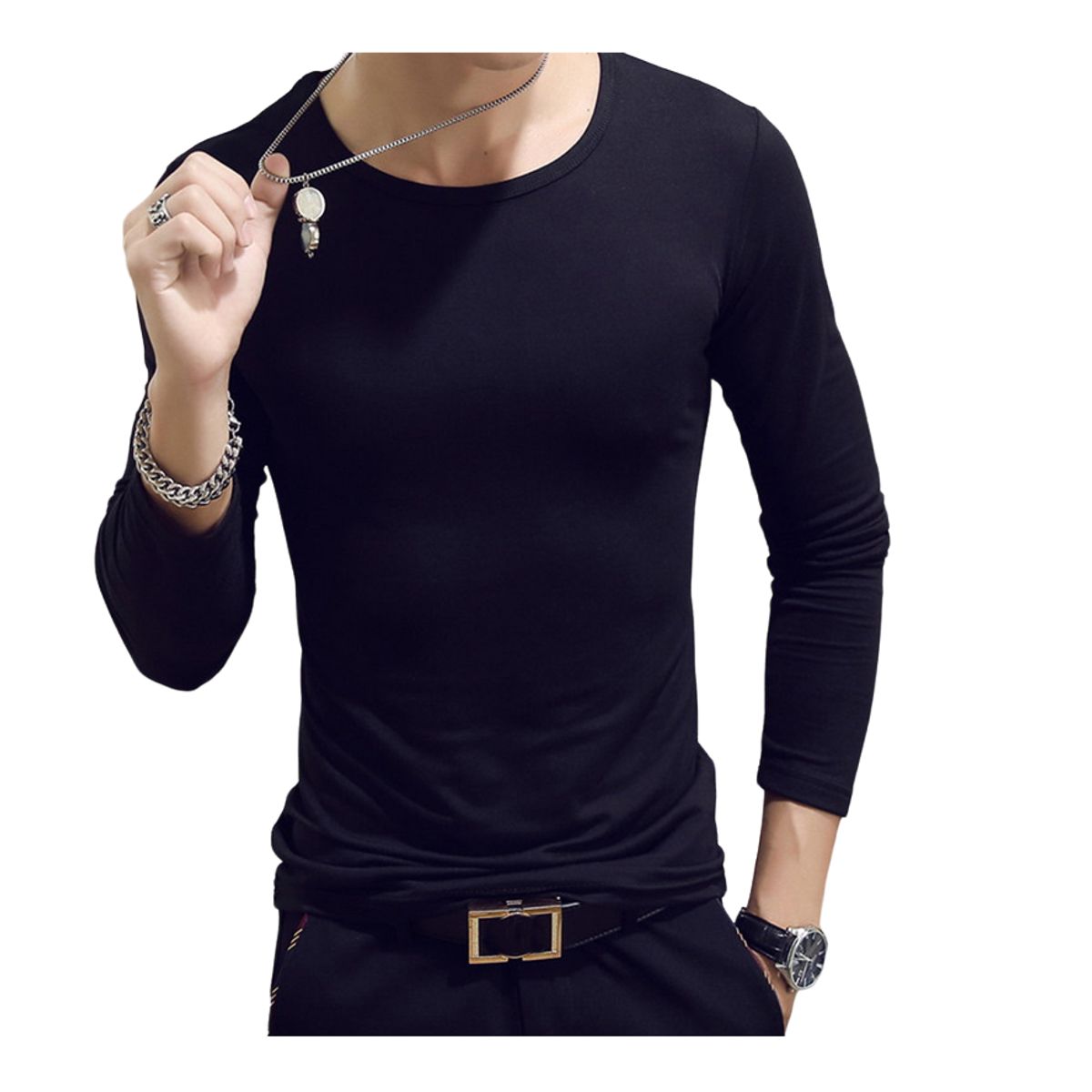 GARSIL - Pack 4 Camiseta Primera Capa De Bambú Para Hombre Polera Manga Larga