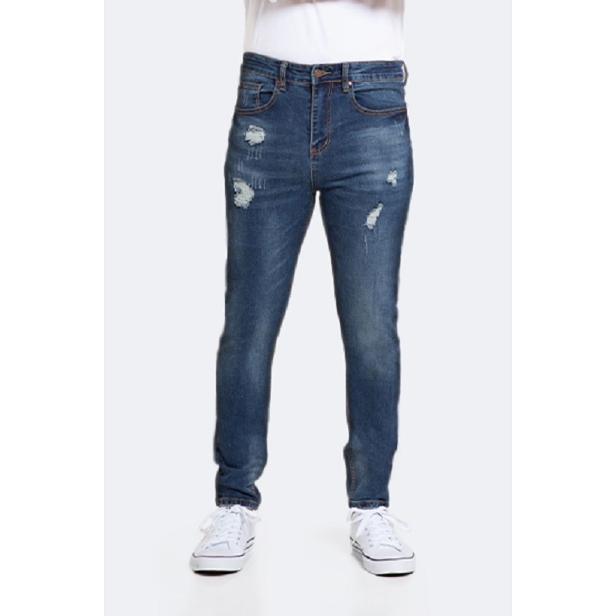 IDEM - Jeans Hombre Skinny Azul Focalizado Suave Drimen Destroyer