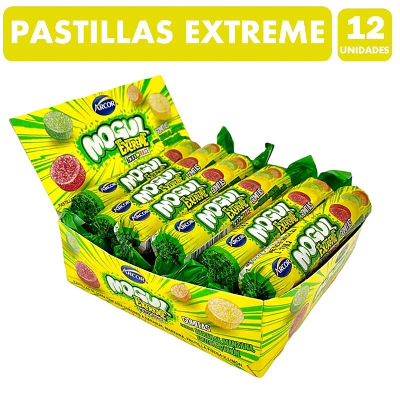 ARCOR - Mogul Extreme - Pastillas Gomitas Acidas (Caja Con 12 Uni)