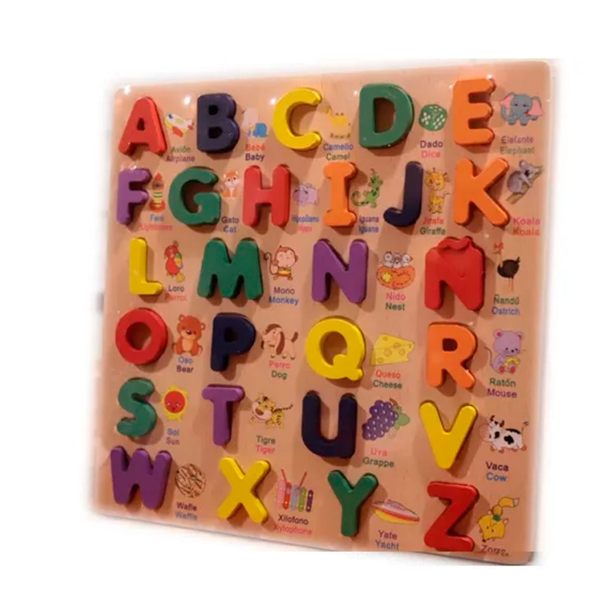 GENERICO - pack Números y letras Didáctico 30x30 Madera Encaje Niño