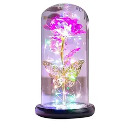 GENERICO - Rosa Eterna Flor Artificial Luz Multicolor - Fucsia