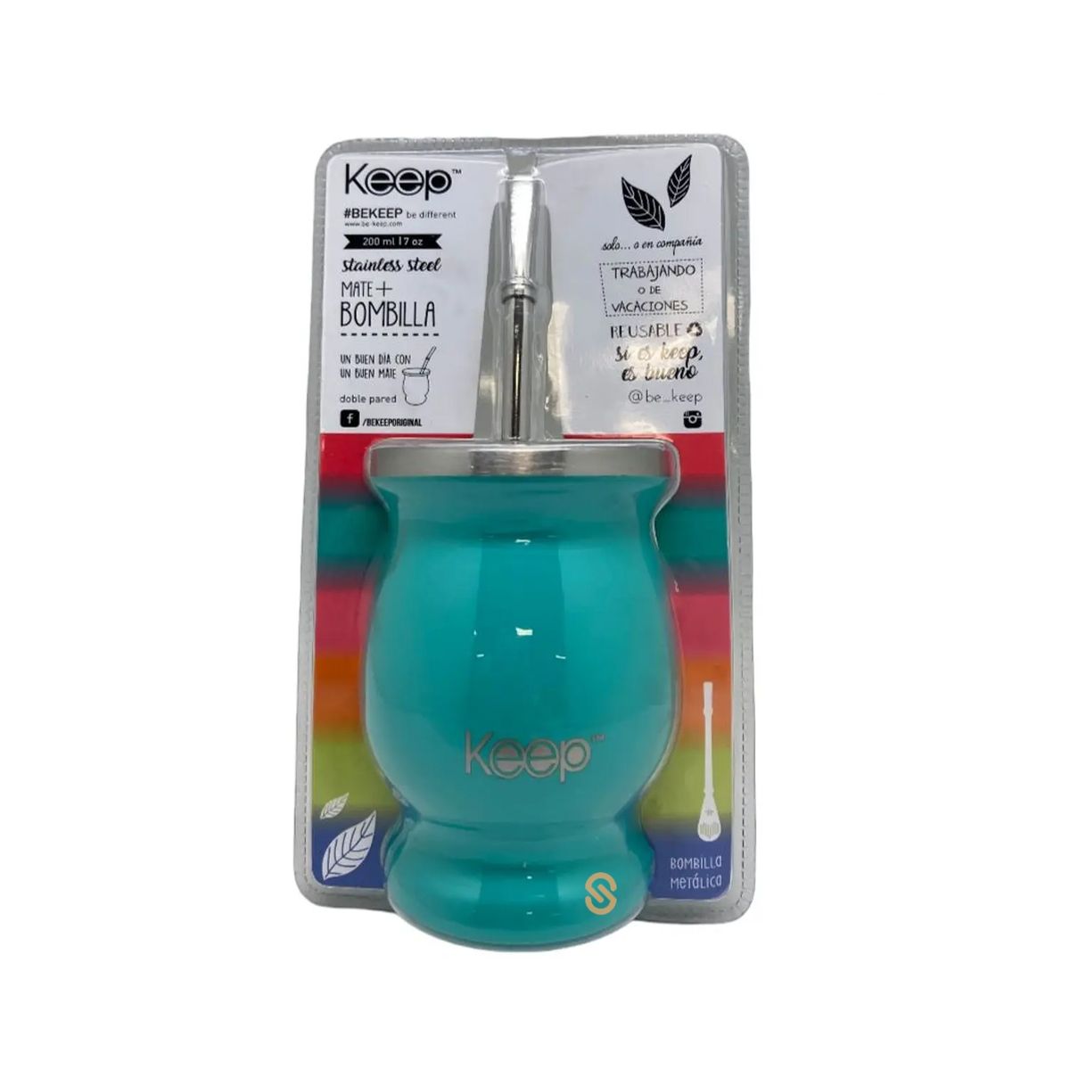 KEEP - Mate Clásico De 200ml Con Bombilla Color Verde - Shopyclick