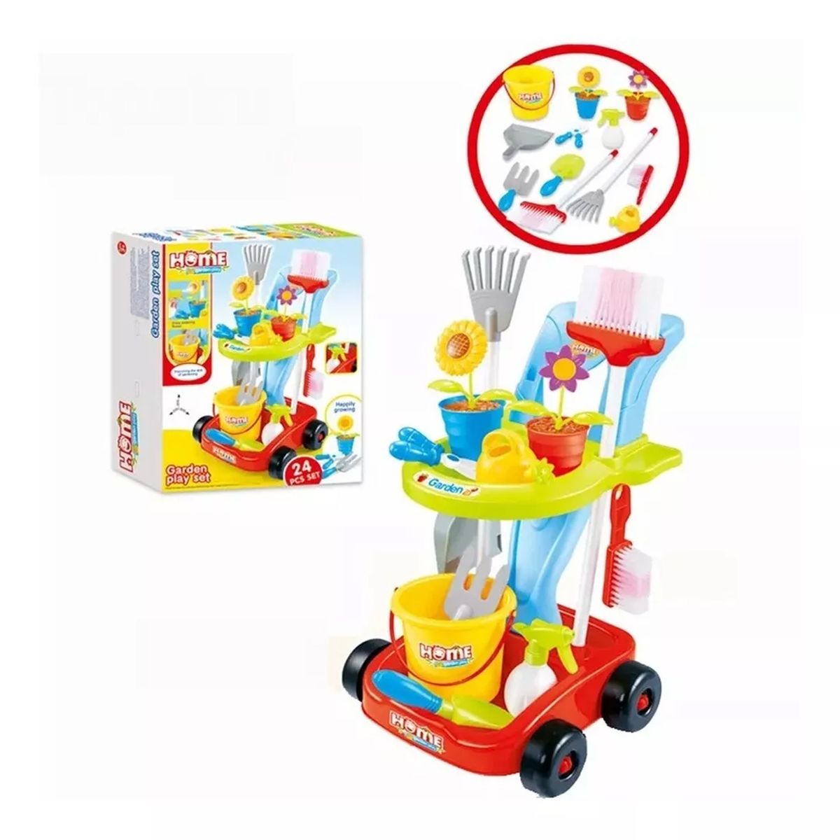 GENERICO - Carro de Jardinería Para Niños con herramientas y accesorios