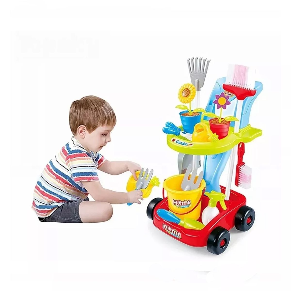 GENERICO - Carro de Jardinería Para Niños con herramientas y accesorios