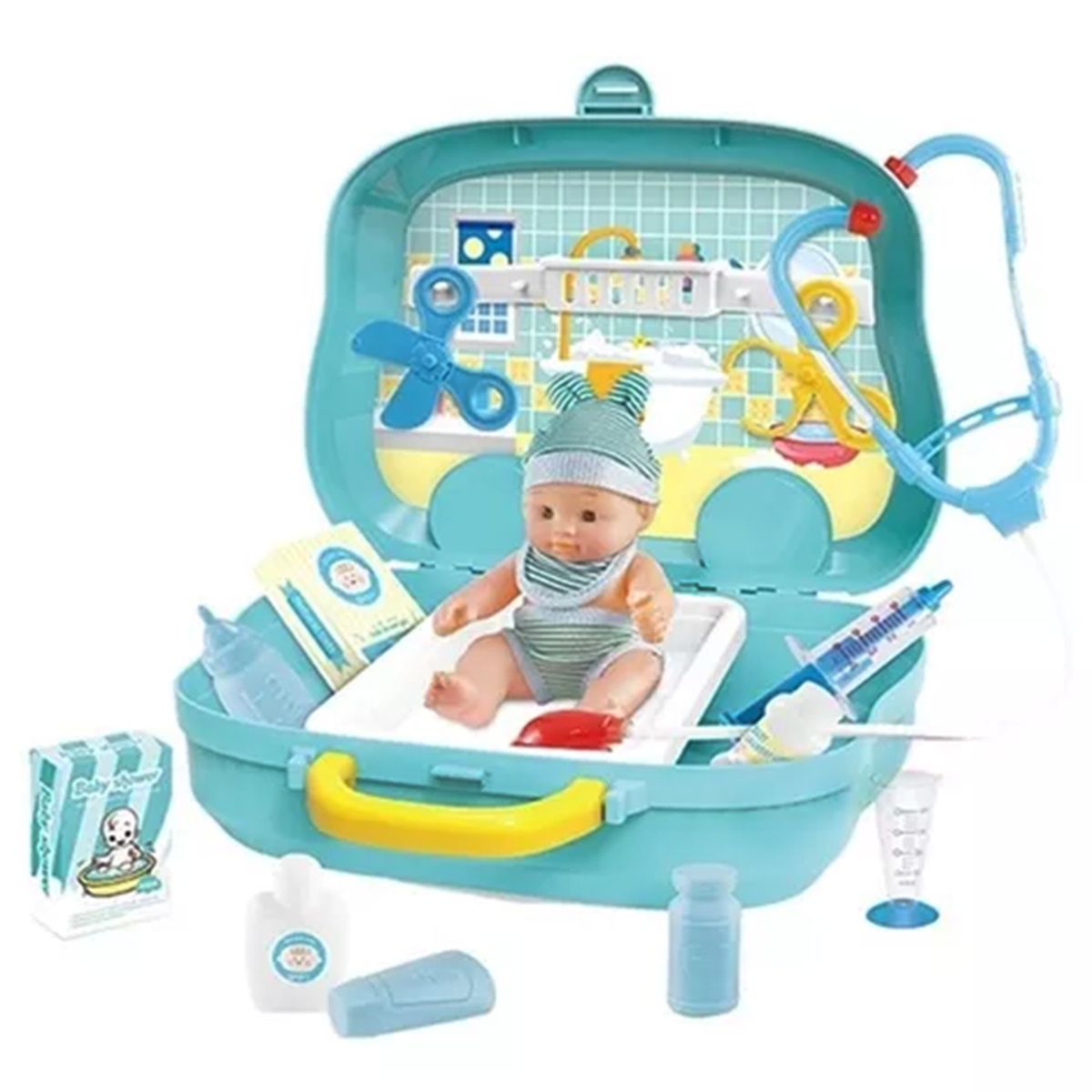 GENERICO - Set de Maletin Doctor con Muñeco y 19 accesorios