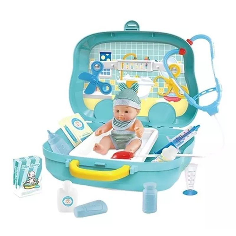 GENERICO - Set de Maletin Doctor con Muñeco y 19 accesorios