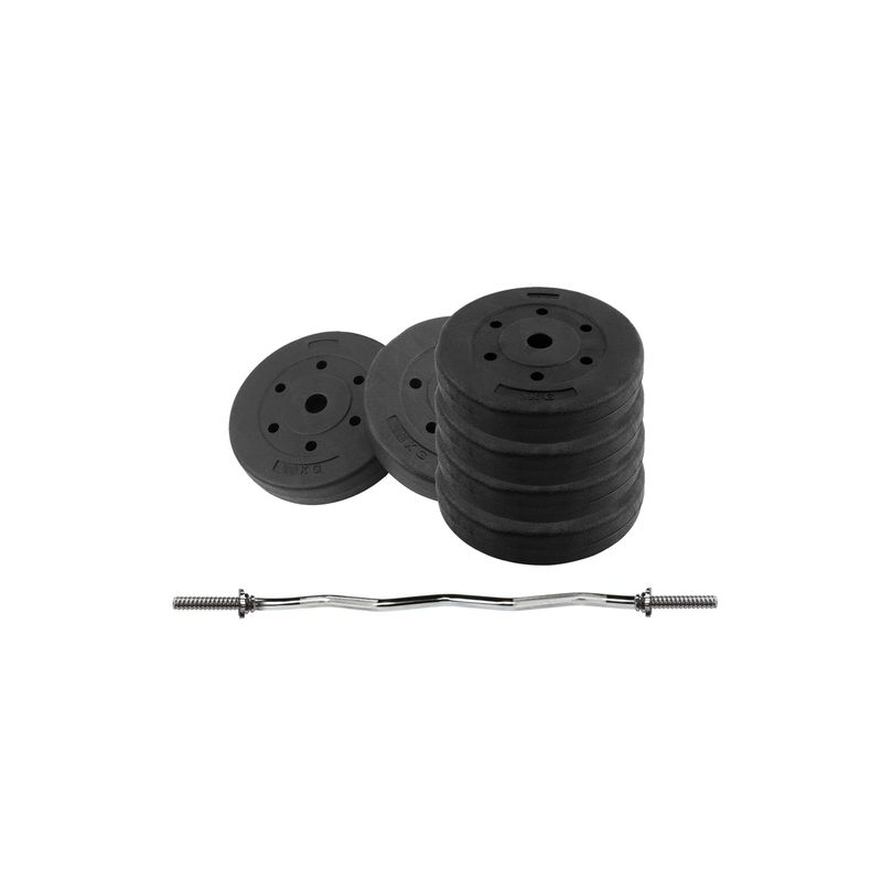 ATLETIS - Pack de pesas con barra curva 1,2 mts + discos 40 kg