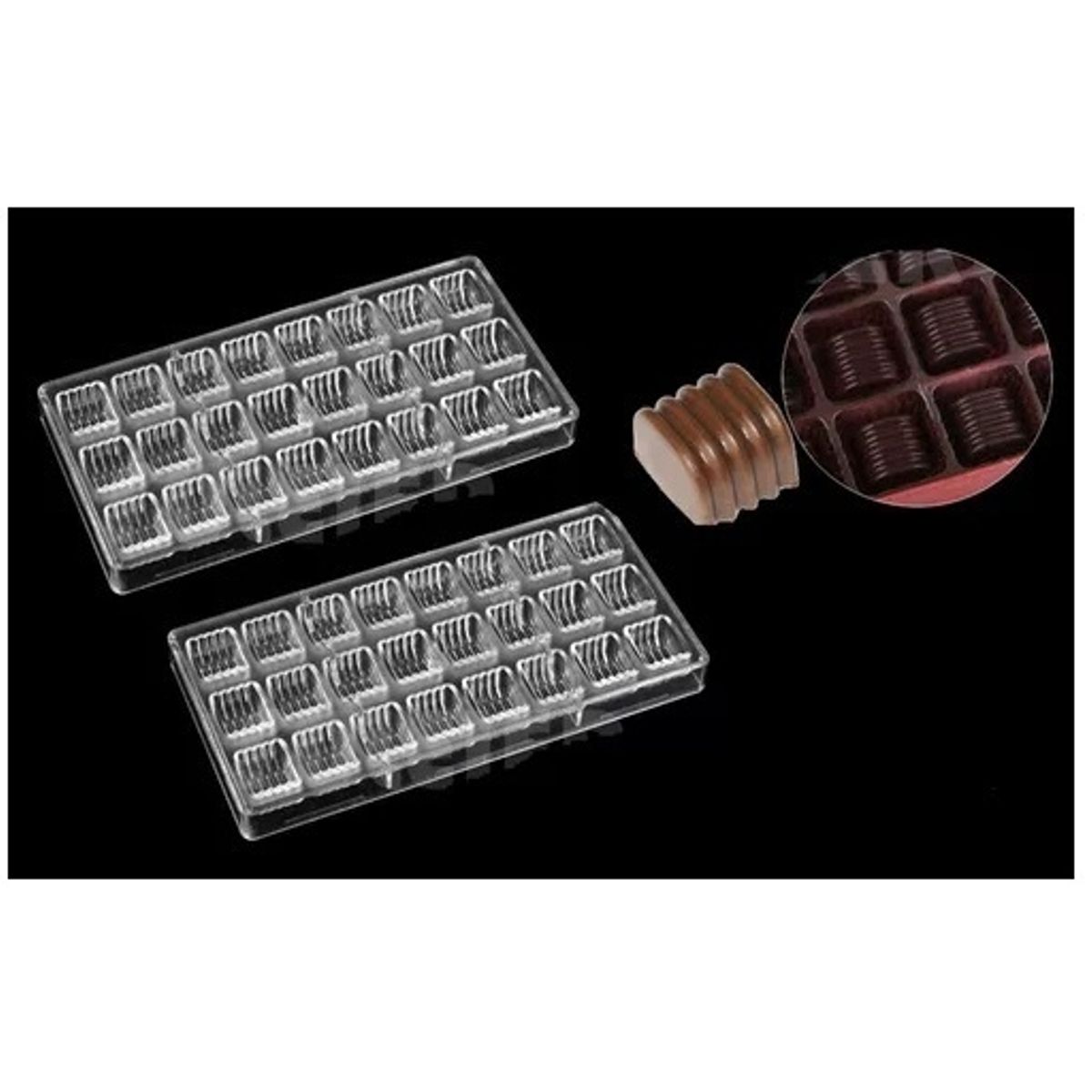 GENERICO - Pack X2 Moldes Chocolate Acrilico Molde De Chocolate Lineal