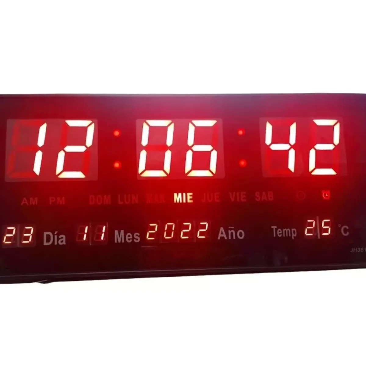 GENERICO - Reloj Mural Led Digital Temperatura Y Alarma 36cm X 15cm