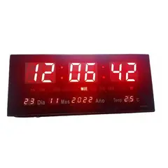 GENERICO - Reloj Mural Led Digital Temperatura Y Alarma 47cm X 23cm