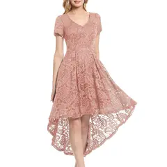 GENERICO - VESTIDO ASIMETRIO DE ENCAJE IDEAL PARA FIESTA GALA GRADUACION