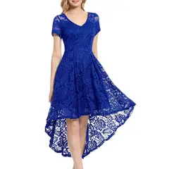 GENERICO - VESTIDO ASIMETRIO DE ENCAJE IDEAL PARA FIESTA GALA GRADUACION