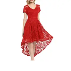 GENERICO - VESTIDO ASIMETRIO DE ENCAJE IDEAL PARA FIESTA GALA GRADUACION