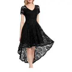 GENERICO - VESTIDO ASIMETRIO DE ENCAJE IDEAL PARA FIESTA GALA GRADUACION