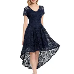 GENERICO - VESTIDO ASIMETRIO DE ENCAJE IDEAL PARA FIESTA GALA GRADUACION