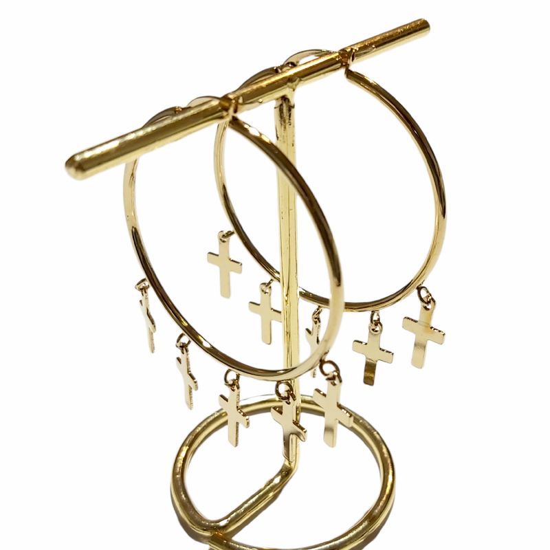 GENERICO - Aros Argolla Acero Quirúrgico Cruces Colgantes 4cm