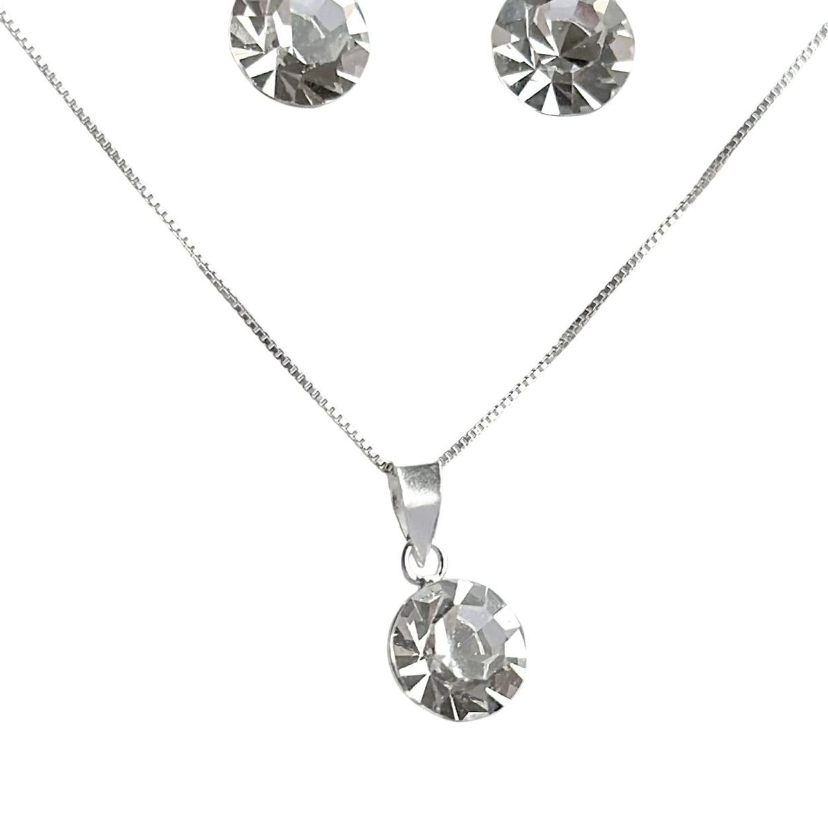 GENERICO - Conjunto cadena aros mas colgante cristal blanco mas caja