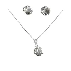 GENERICO - Conjunto cadena aros mas colgante cristal blanco mas caja