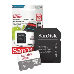 SANDISK - Micro SDXC 64Gb Clase 10 c/adap Ultra