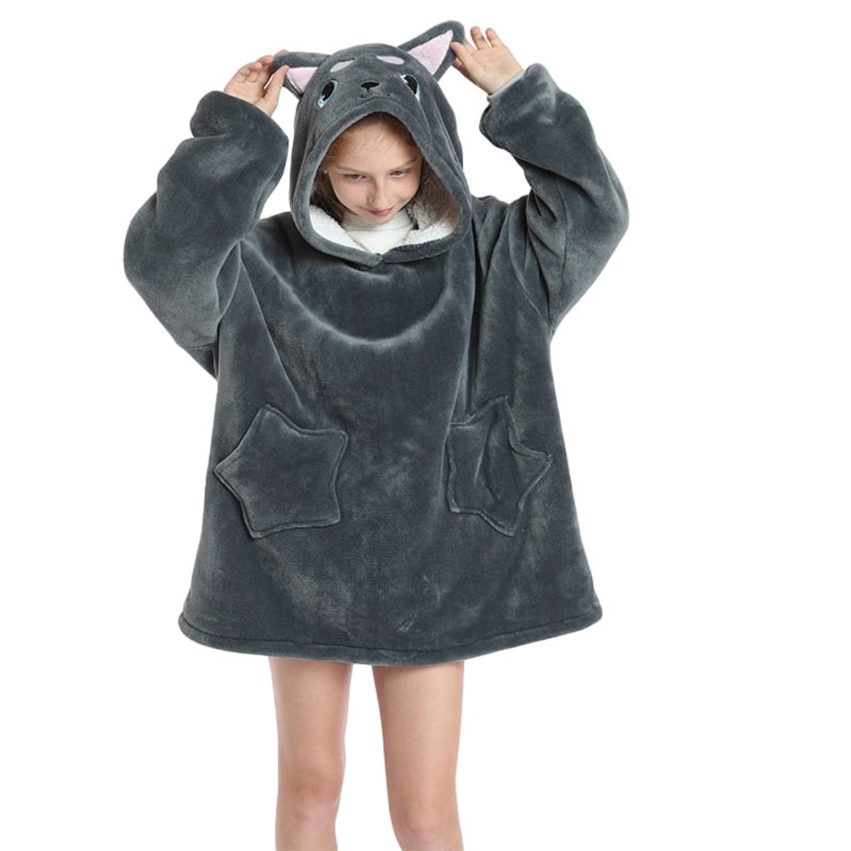 EVERSO - Manta Polar Bata Frazada Polerones Felpa Con Capucha Chiporro Niña