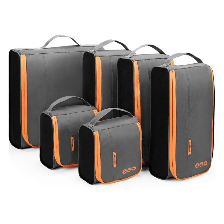 Organizadores de Equipaje Rigidos 6 piezas Gris y Naranja Gris L