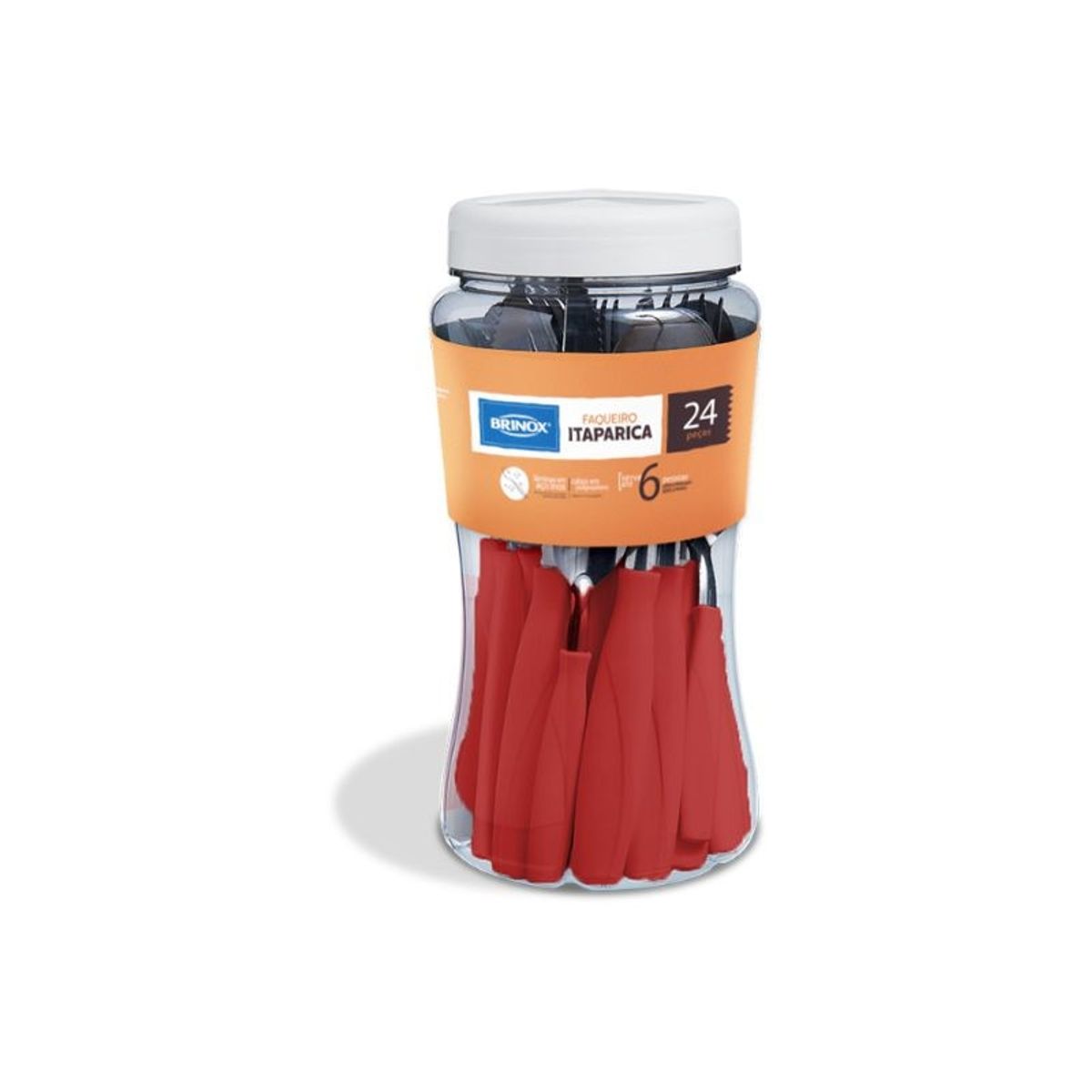 BRINOX - Juego de Cubiertos 24 Piezas Brinox Itaparica Rojo
