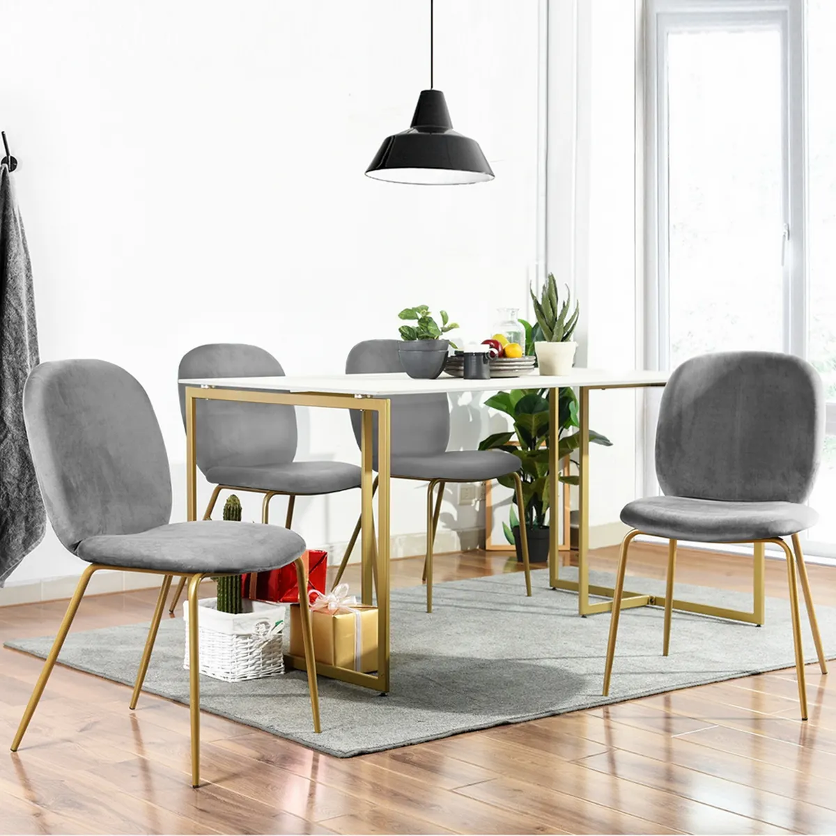 NOVAHUS - Pack 2 Sillas Comedor Terciopelo Gris