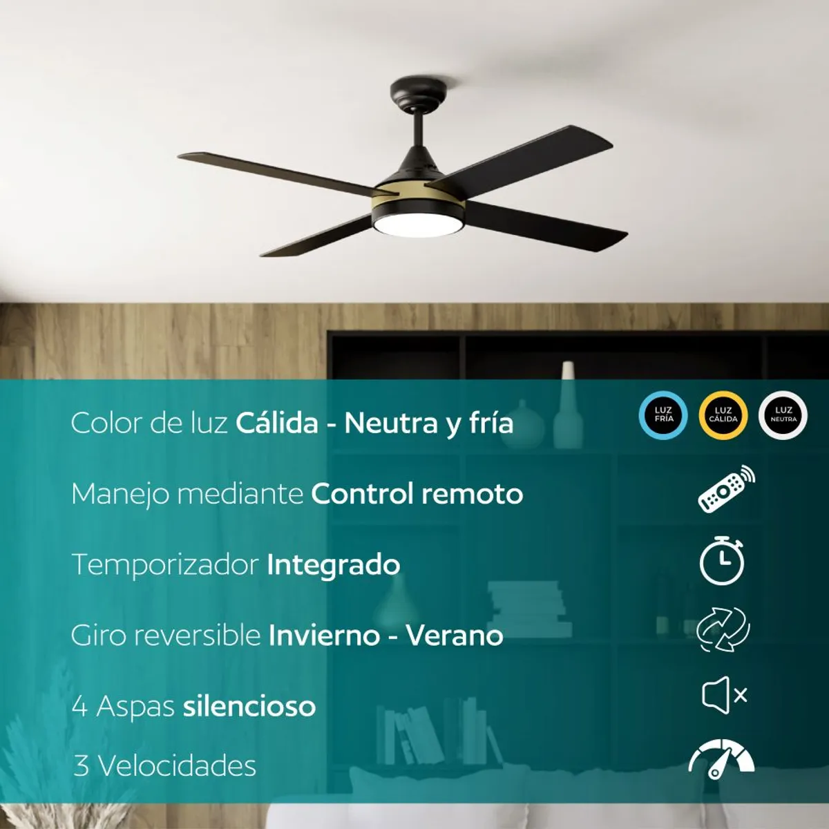 EGLO - Ventilador Trinidad Control Remoto luz led regulable Silencioso