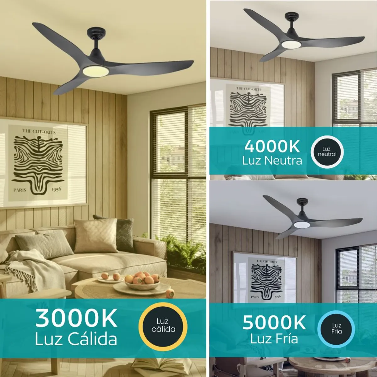 EGLO - Ventilador Techo Eglo Portsea luz led control remoto silencioso 50W