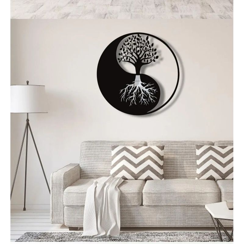 GENERICO - Cuadro Decorativo  de madera mdf yin yang