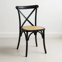Silla Crossback Madera Rattan Negra