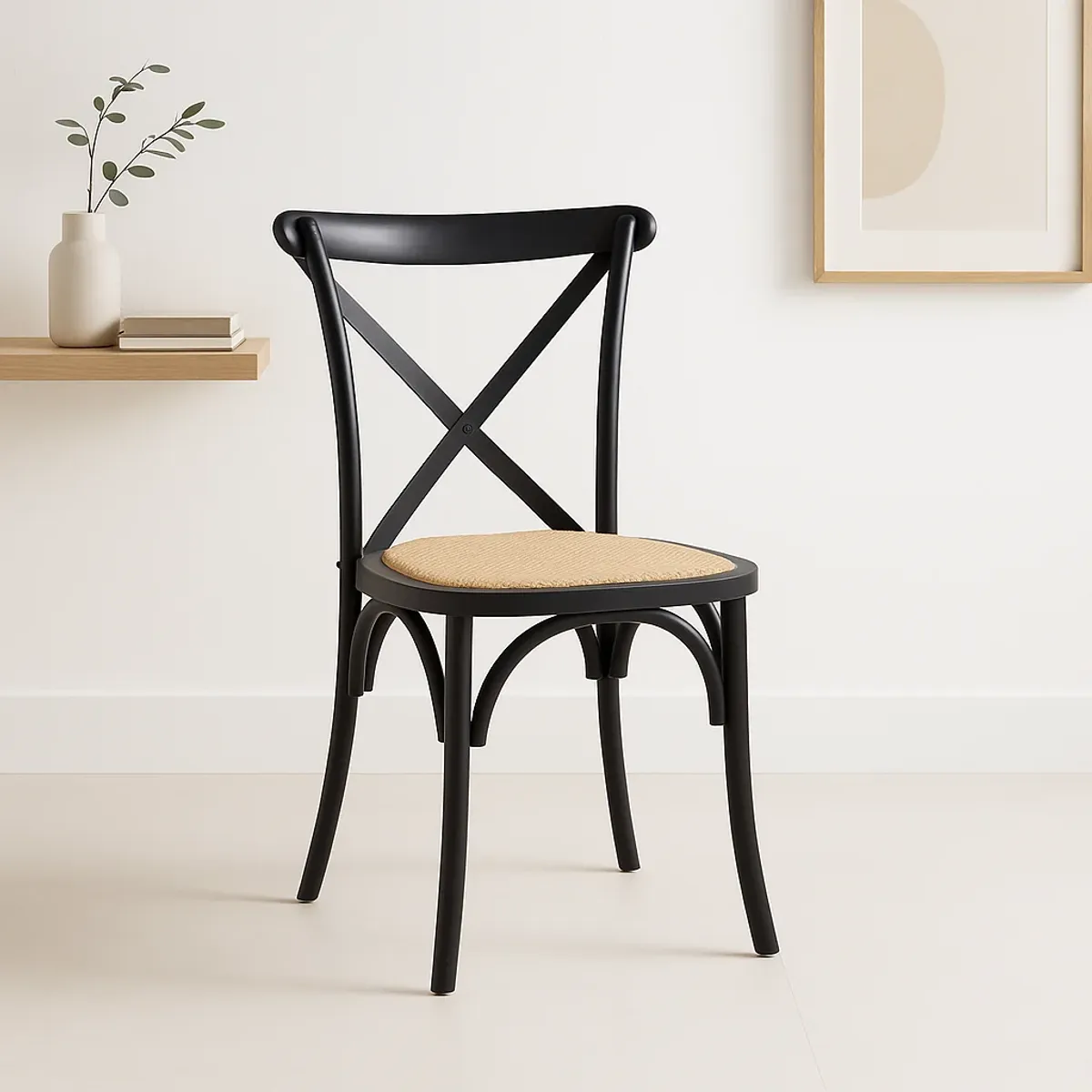 KLIK - Silla Crossback Madera Rattan Negra KLIK