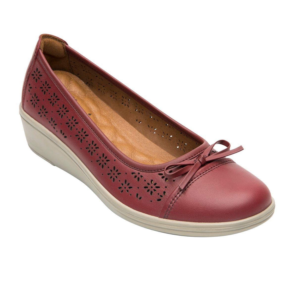 FLEXI - Zapato Mujer Cuero Castaña Rojo Flexi