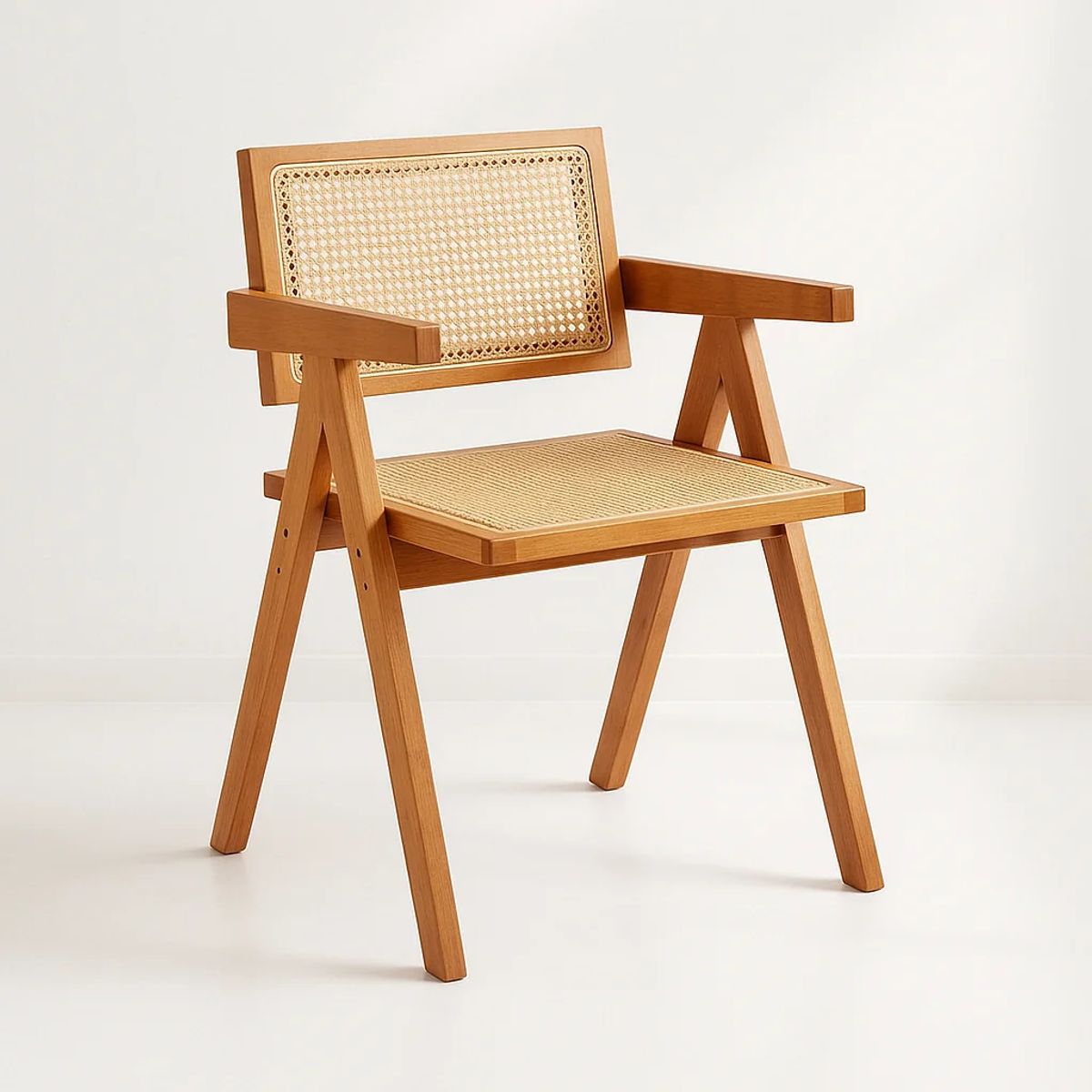 KLIK - Silla Sitial Butaca Chandigarh Madera Rattan Natural KLIK