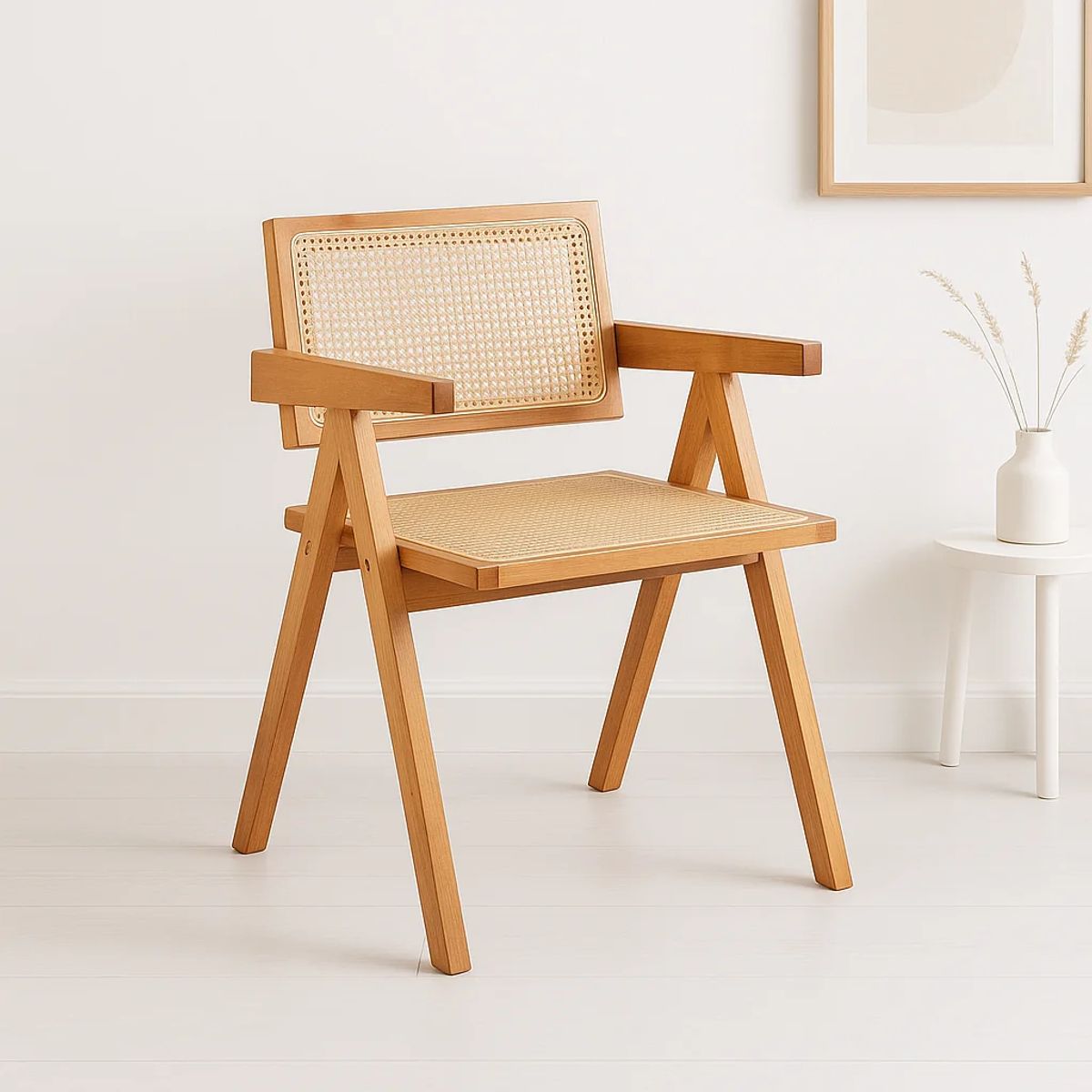 KLIK - Silla Sitial Butaca Chandigarh Madera Rattan Natural KLIK